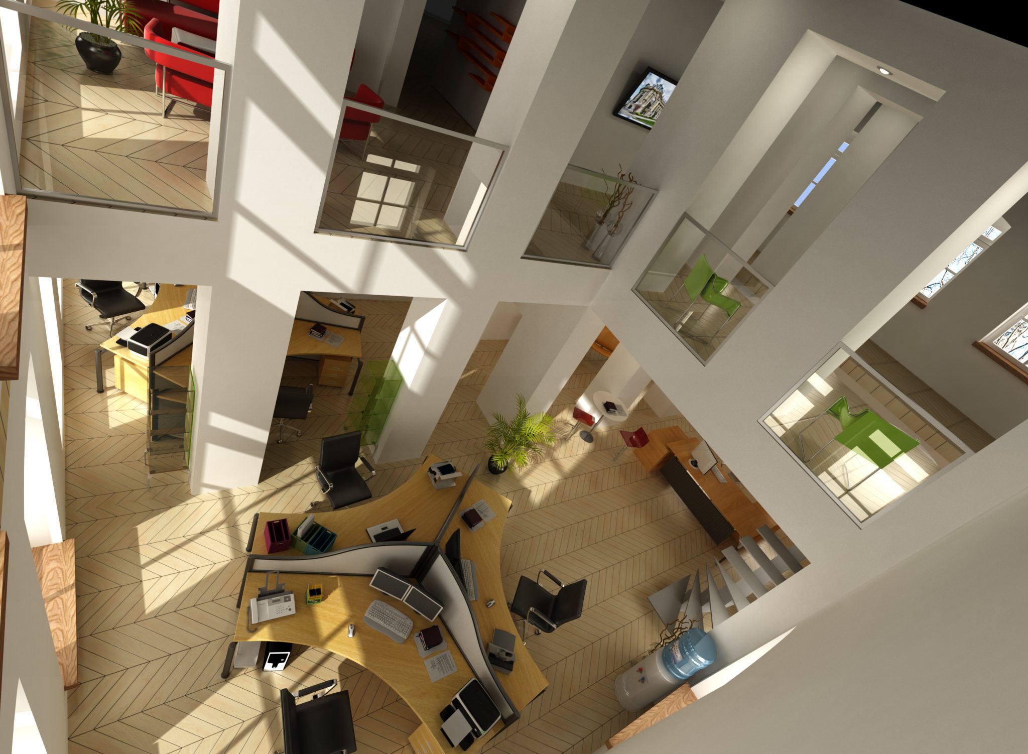 Vue aérienne d'un bureau luxueux